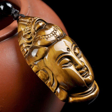 Tiger Eye Hand Carved Guanyin Pendant Necklace-Your Soul Place